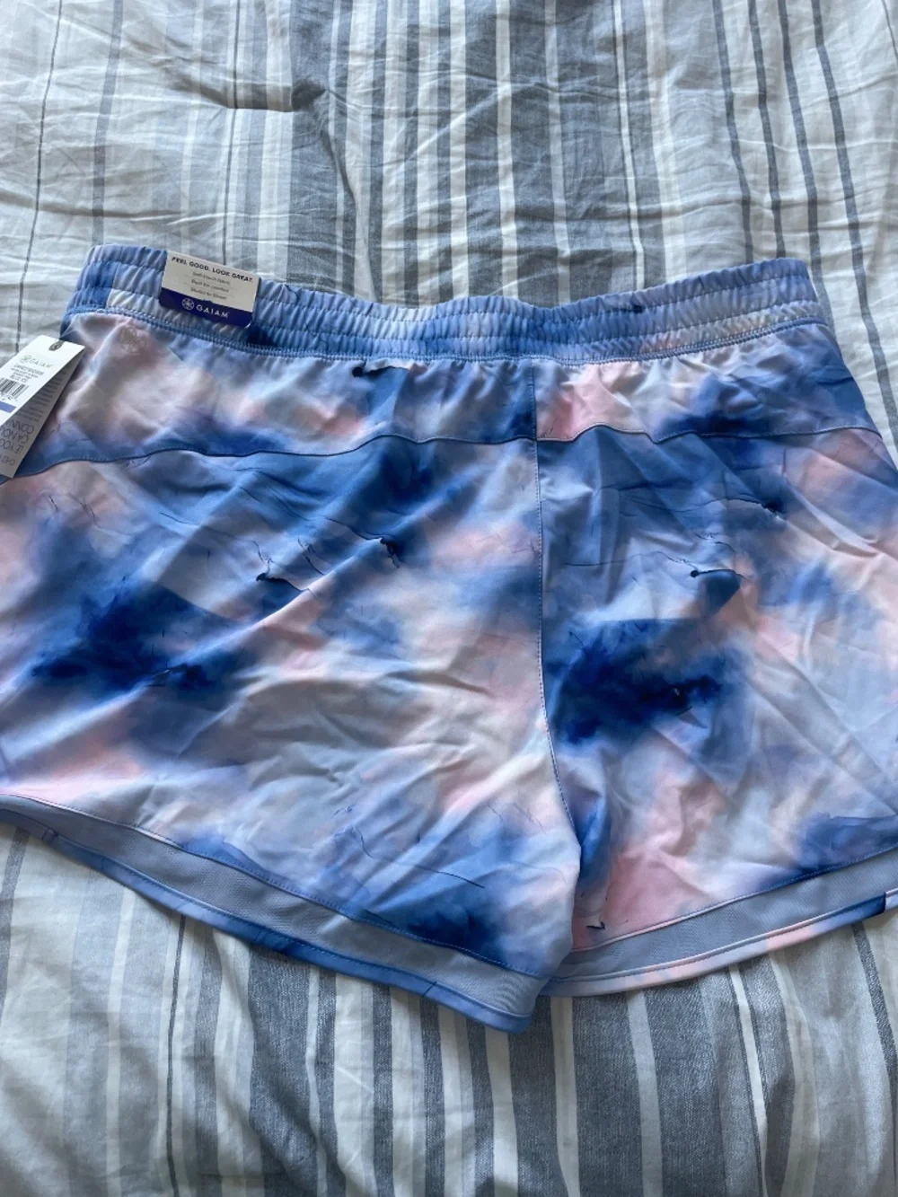 NEW Gaiam Women’s Shorts, Kennedy Print Blue Ice, Size XXL